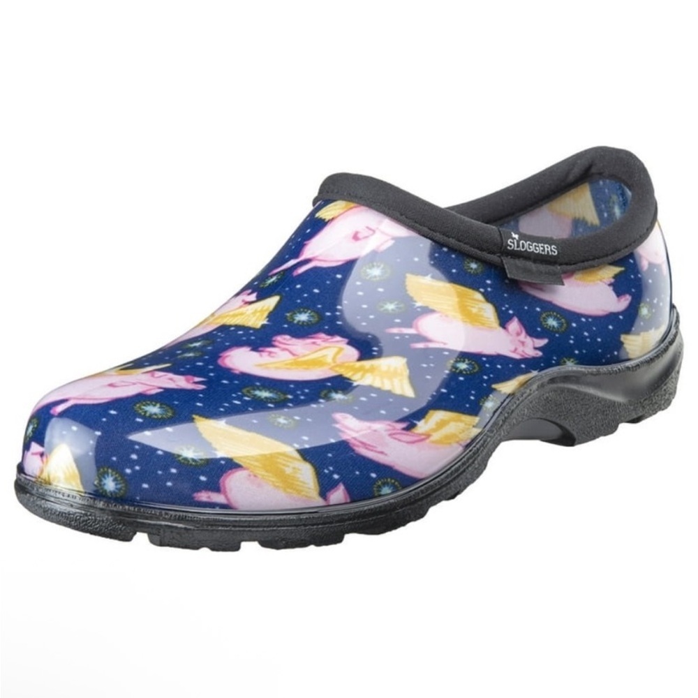 SLOGGERS NEW Waterproof Gardening Shoes ‘When Pigs Fly’ Print Women’s Sz 11